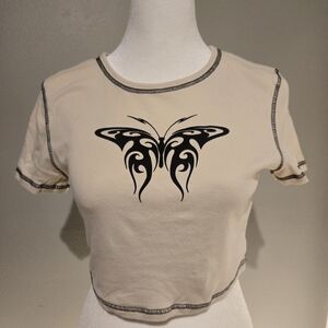 H&M Divided Butterfly Crop T-shirt